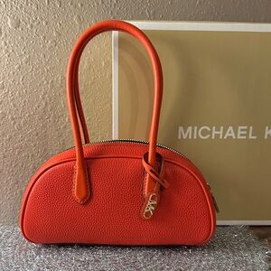 Michael Kors LuLu Orange Pebbled Leather Satchel